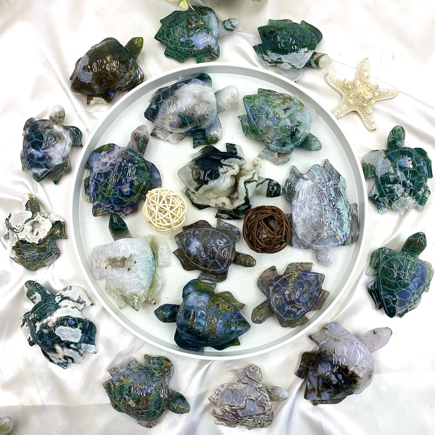 Bulk Moss Agate Crystals – Polished Green & White Stones Wholesale