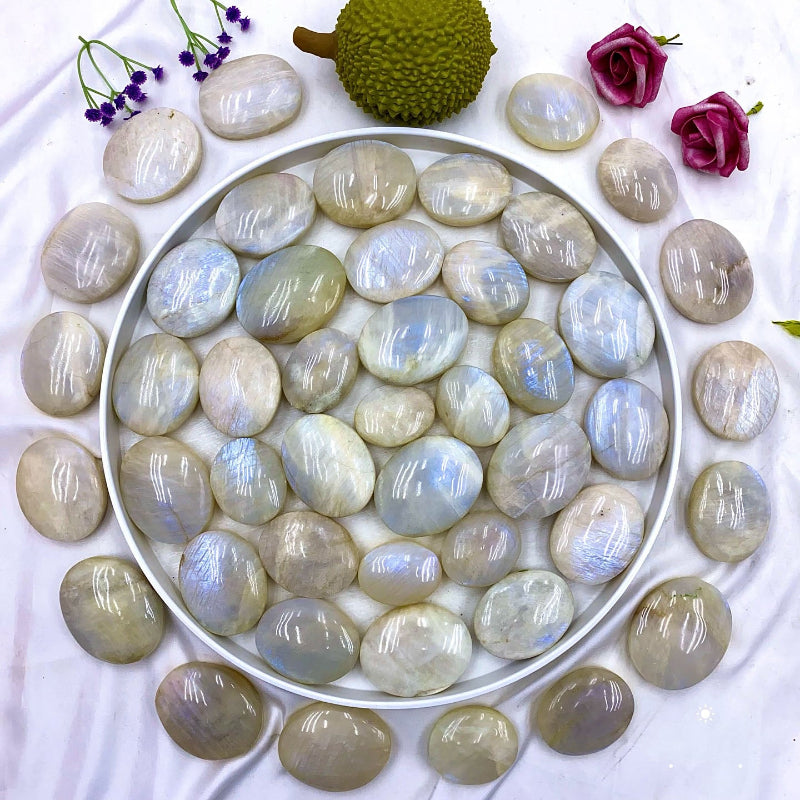 Bulk Moonstone Crystals – Rainbow & White Polished Stones Wholesale