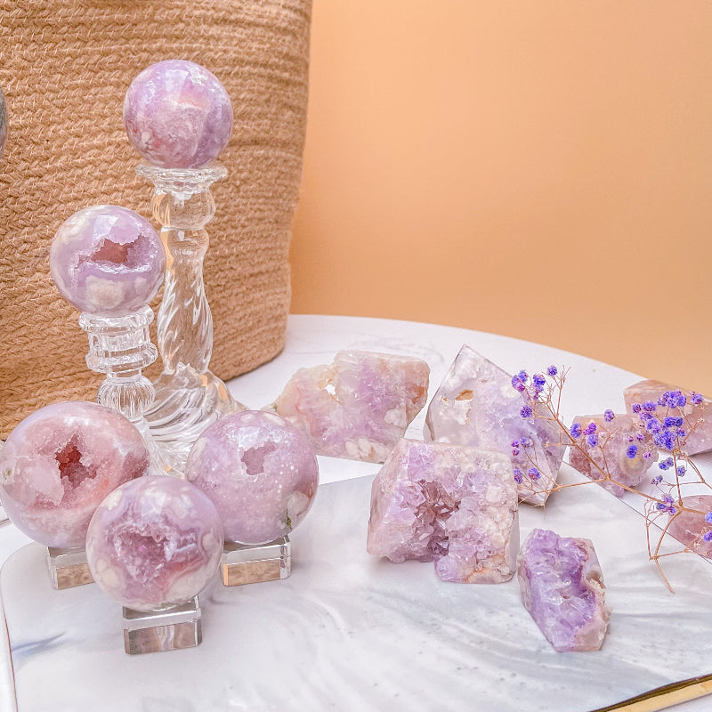 Wholesale Pink Amethyst Crystals – Raw Geodes and Polished Stone Carvings