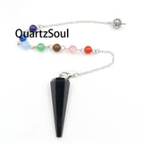 Obsidian Crystal Pendulum with Chakra Chain for Protection and Guidance