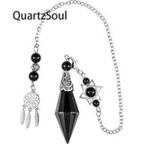 Obsidian Pendulum Crystal with Silver Chain and Star Charm