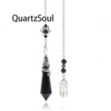 Obsidian Crystal Pendulum with Silver Dragon Wrap and Dreamcatcher