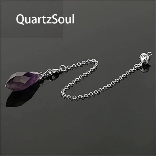 Natural Amethyst Crystal Pendulum with Silver Chain for Divination