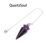 Natural Amethyst Crystal Pendulum with Silver Chain for Divination