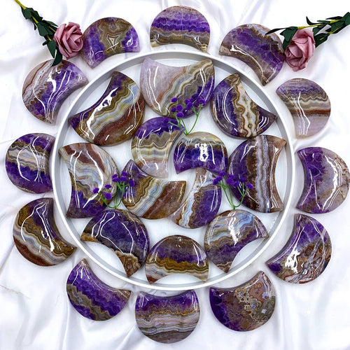 Premium Amethyst Mexican Agate Moon Crystal Wholesale Healing Stone
