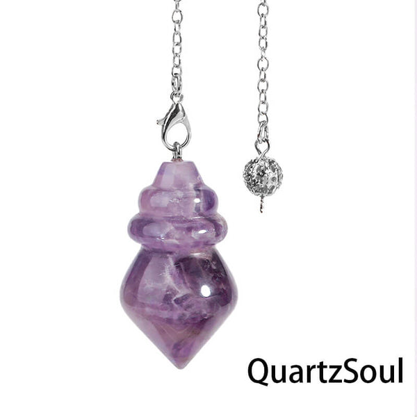 Purple Amethyst spiral cone pendulum for spiritual guidance