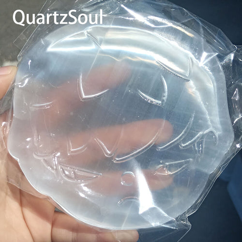 Wholesale angry little boy selenite crystal carving front view
