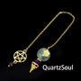 Aquamarine crystal pendulum with pentagram charm for divination