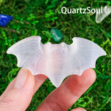 Bat-shaped Selenite Crystal Healing Stone