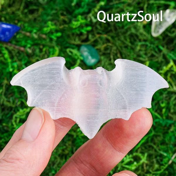 Bat-shaped Selenite Crystal Healing Stone