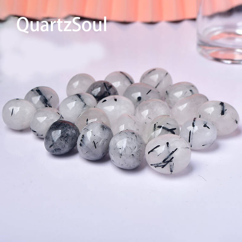 Black Rutilated Quartz Tumbled Stone Crystal Healing