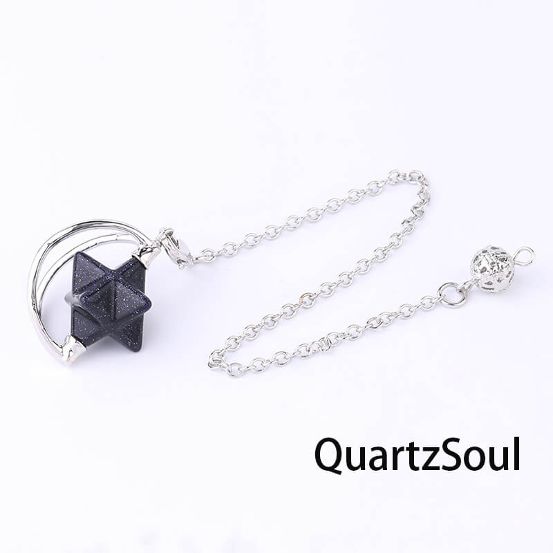 Blue Sunstone Merkaba Star Pendulum for communication