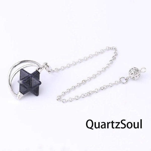 Blue Sunstone Merkaba Star Pendulum for communication