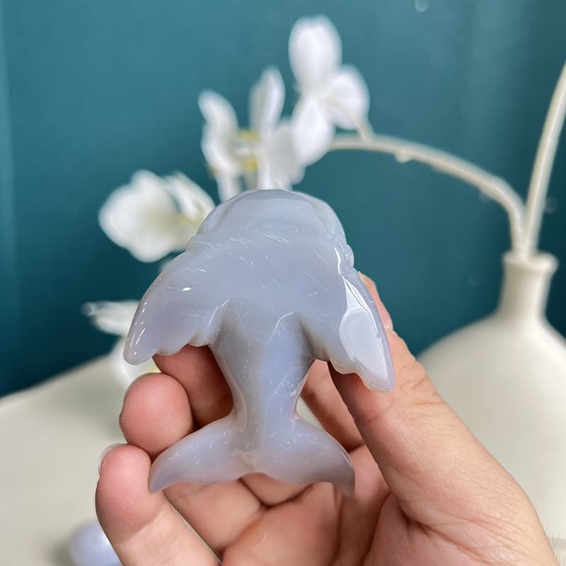 Blue agate whale crystal carving as elegant home decor piece