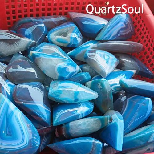 Premium Blue Agate Wholesale Crystal Collection in Red Basket