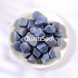 Blue Aventurine Tumbled Healing Crystals in White Bowl