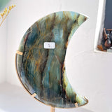 Blue Onyx Moon Crystal with Decorative Brass Stand