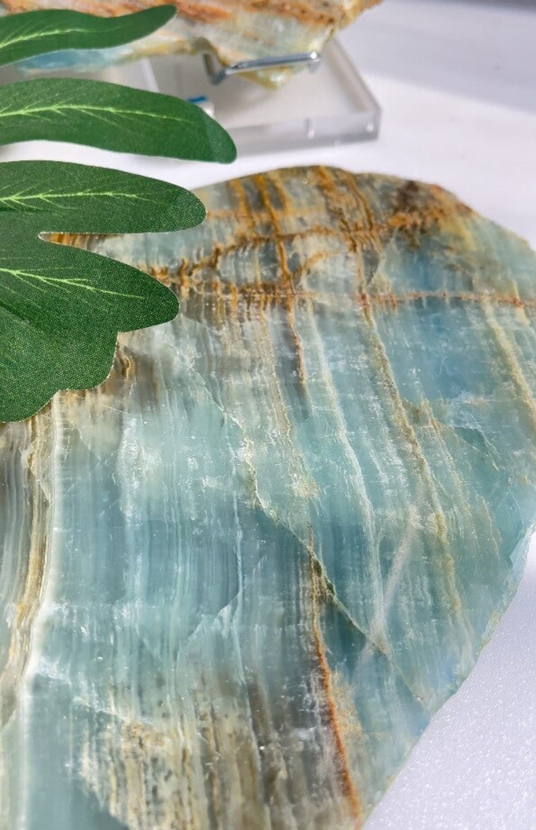 Smooth polished surface of blue onyx wholesale slab