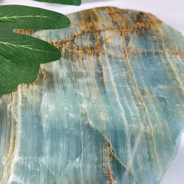 Smooth polished surface of blue onyx wholesale slab