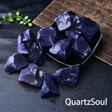 Blue Sandstone Raw Crystal Quartz Displayed in Black Bowl