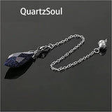 Blue Sandstone Faceted Crystal Pendulum for Intuitive Dowsing