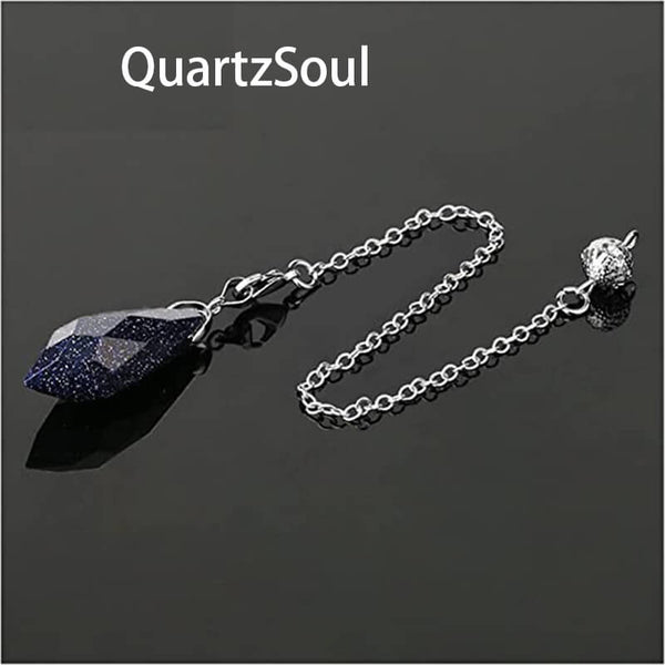 Blue Sandstone Faceted Crystal Pendulum for Intuitive Dowsing