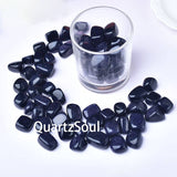 Blue Sandstone Tumbled Stones in Glass Jar with Sparkling Galaxy Effect