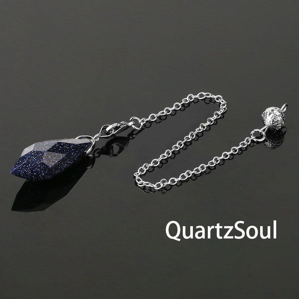 Blue Sunstone Faceted Crystal Pendulum for Healing