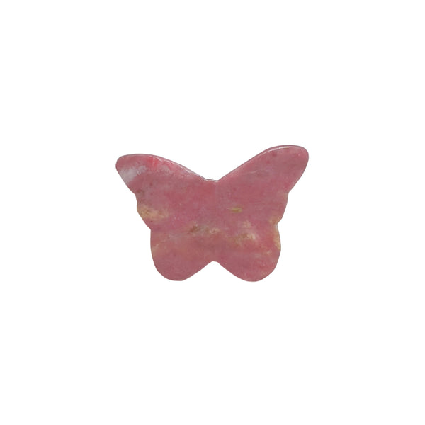 Rhodonite butterfly crystal carving showing proportions in hand