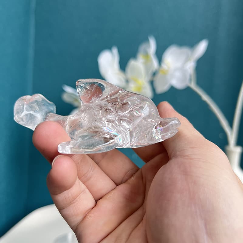 Clear Quartz Flying Fish Carving for crystal healing