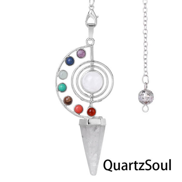 7 Chakra Spiral Crystal Pendulum with Amethyst Point for Divination