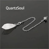 Clear Quartz Faceted Crystal Pendulum with Silver Chain