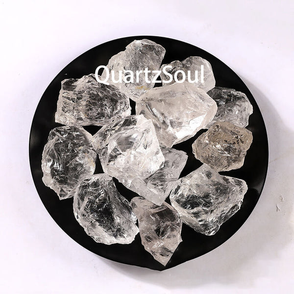 Clear quartz crystal raw specimens with transparent natural formations