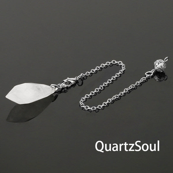 Clear Quartz Faceted Crystal Pendulum for Universal Energy