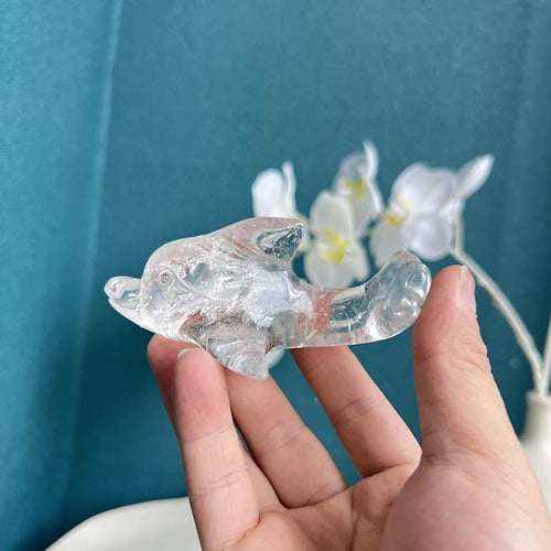 Handcrafted Clear Quartz Flying Fish Crystal Carving
