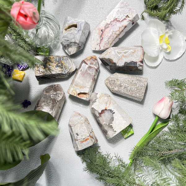 Polished Crazy Agate Tower Point for Crystal Healing Practitioners