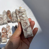 Crazy Lace Agate Crystal Tower Natural Light Reflection Quality