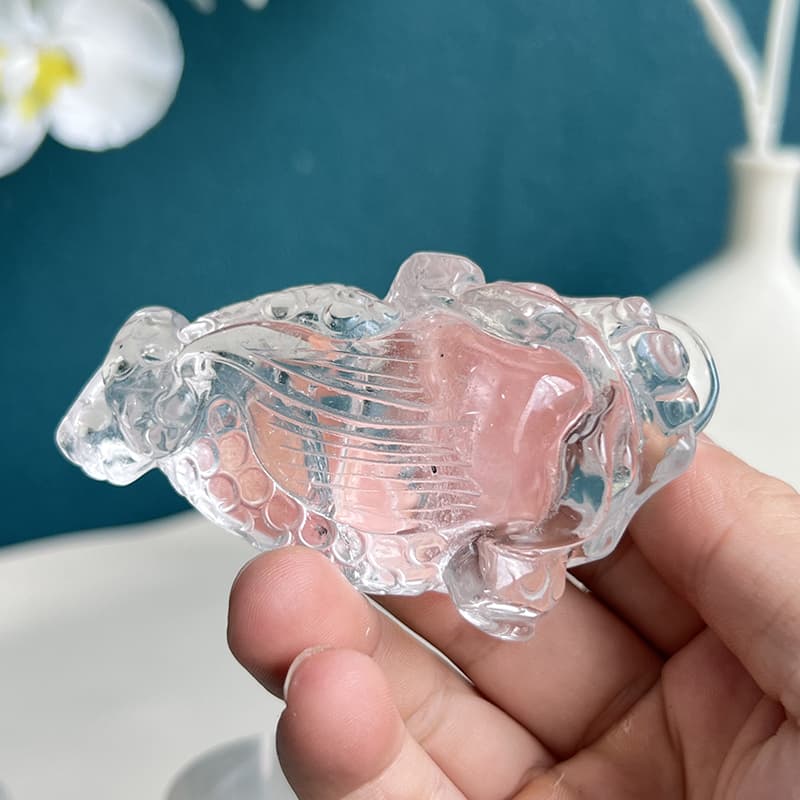 Carved Crystal Toad from Premium Clear Quartz
