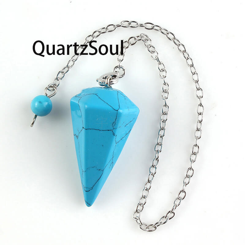 Blue Turquoise Crystal Pendulum for Communication and Healing