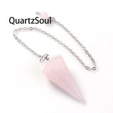 Natural Rose Quartz Crystal Pendulum for Love and Healing