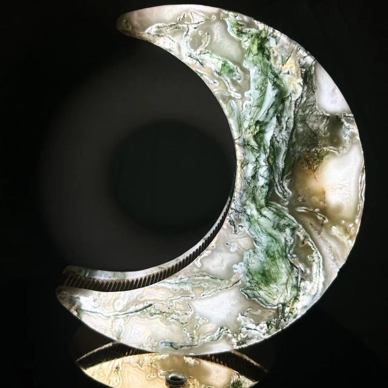 Quality Base Detail of Moss Agate Crystal Lamp from Trusted Crystal Supplier