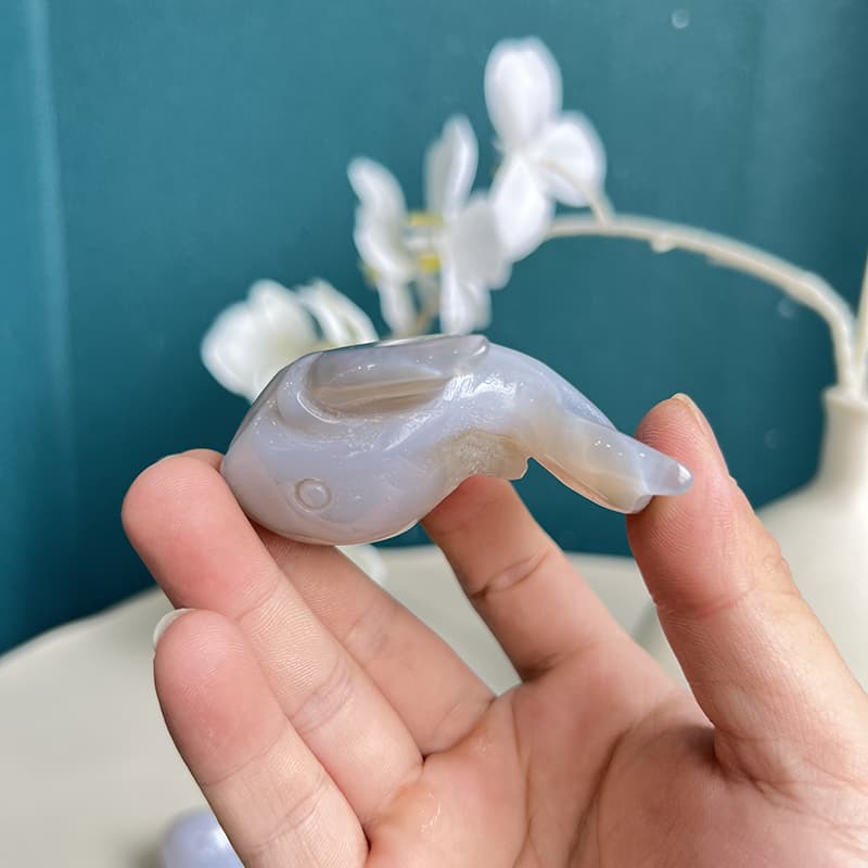 Dolphin agate crystal carving with other animal crystal carvings
