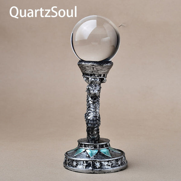 Mystical Dragon Crystal Holder Displaying Clear Quartz Sphere - Home Decor Stand