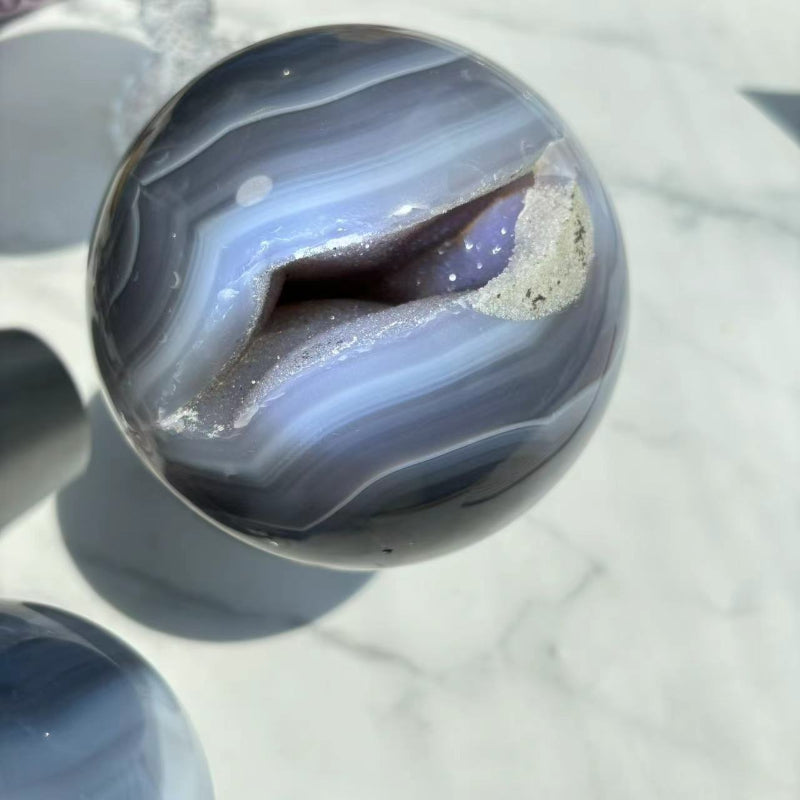 Purple Hued Druzy Agate Crystal Sphere for Wholesale