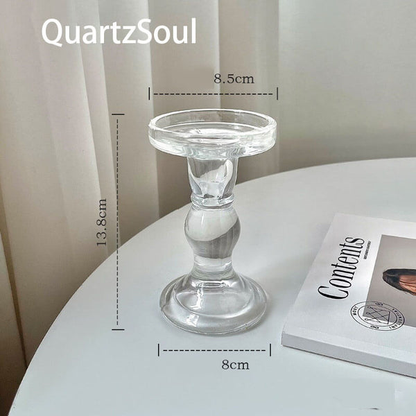 Glass Candlestick Crystal Holder for Home Decor