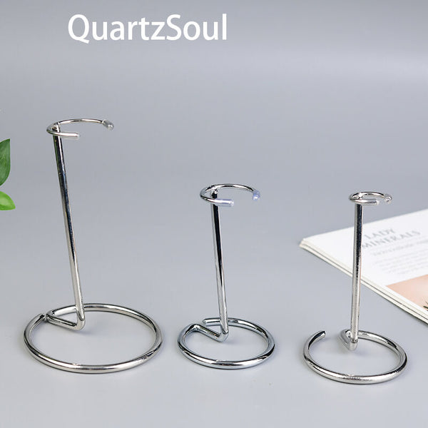 Premium Silver Crystal Display Stands in Multiple Sizes for Spheres and Specimens