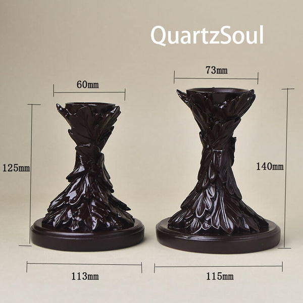 Detailed dimensions of feather crystal display stand sizes - small 12.5cm and large 14cm height
