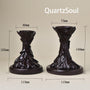 Detailed dimensions of feather crystal display stand sizes - small 12.5cm and large 14cm height