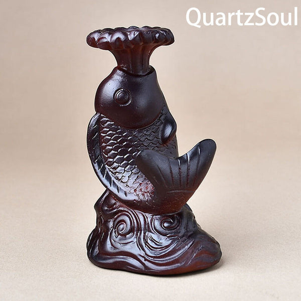 Elegant fish-shaped crystal ball stand holder front view for displaying spheres