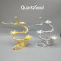 Elegant floral branch crystal ball stand display in gold and silver finish for spheres and crystals